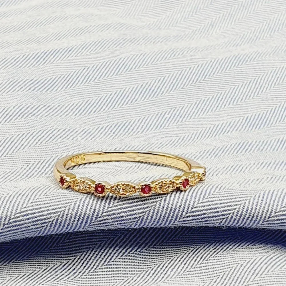 Beauty CZ Thin Sweet Romantic Gold Plated Rings for Women, EVGG1339